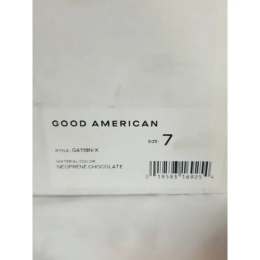 NWT Good American Boots Womens 7 Kickstand Heel Gold Neoprene Chocolate GA118N-X - Picture 5 of 6